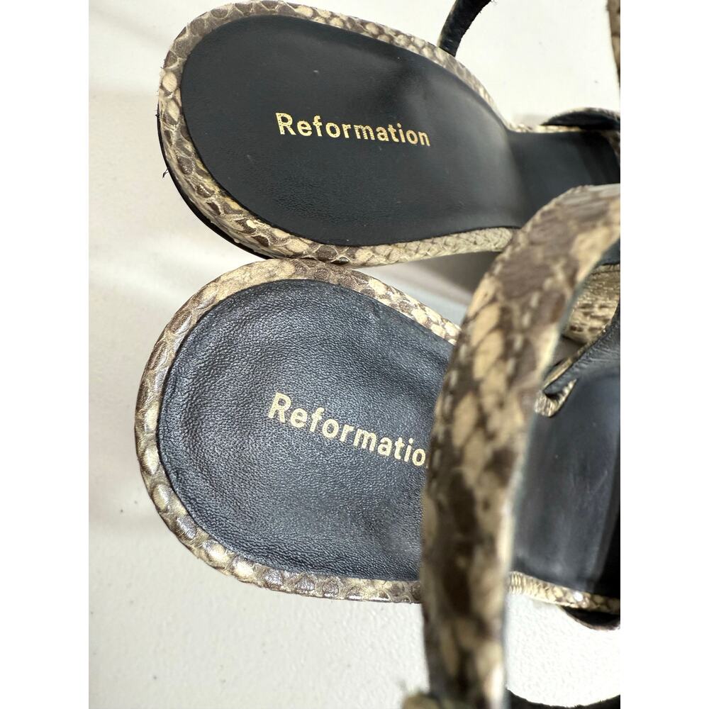 Reformation Square Toe Slingback Heels Tan Snake Print US 10 — NWOB - Picture 11 of 13
